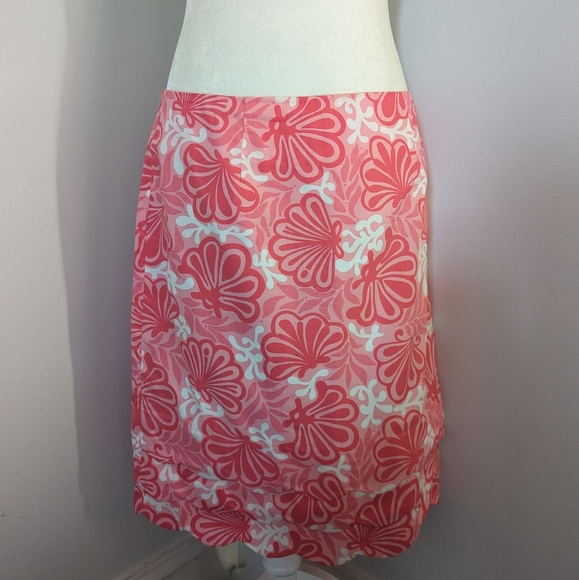 Vintage Lilly Pulitzer Skirt Pink White Me Shell Print Scalloped Hem Size 8 - Picture 2 of 11